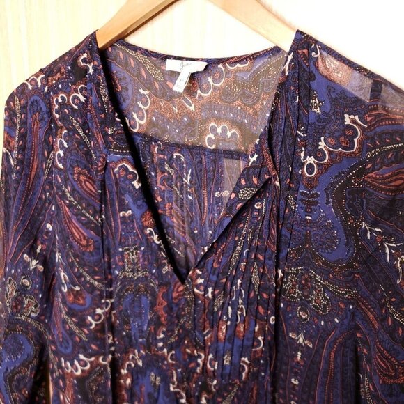 Joie Womens Silk Blue Paisley Semi Sheer Flowy Blouse XS - Picture 4 of 6